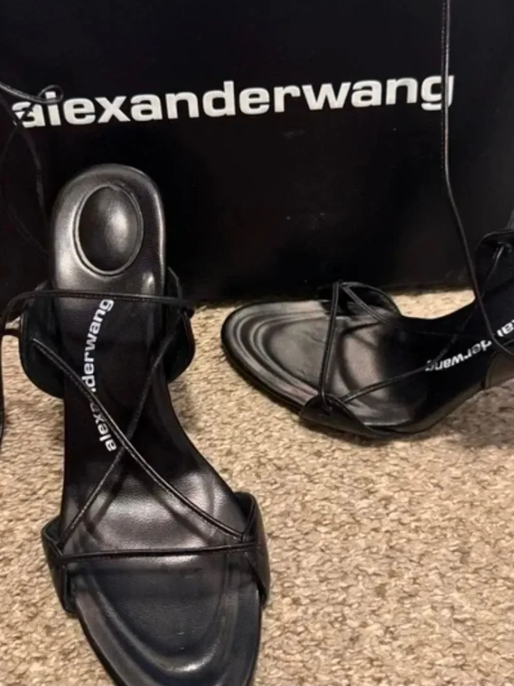 Alexander Wang Black Lace-Up Stiletto Sandals